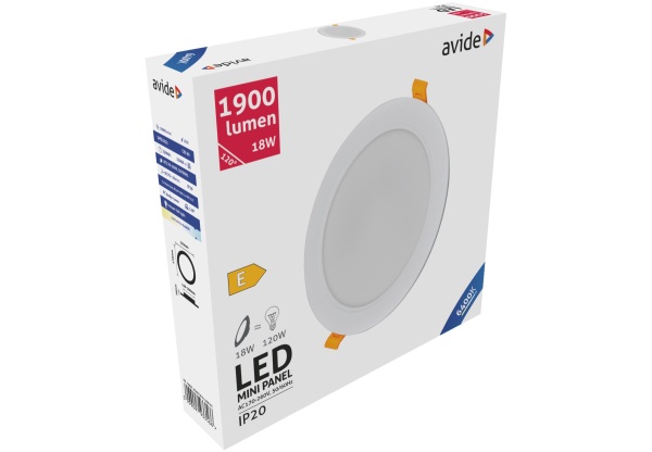 Avide LED Beépíthető Kerek Mennyezeti Lámpa Műanyag 18W CW 6400K Kerek