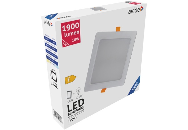 Avide LED Beépíthető Négyzetes Mennyezeti Lámpa Műanyag 18W CW 6400K Négyzetes