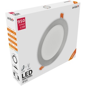 Avide LED Beépíthető Kerek Mennyezeti Lámpa ALU Szatén Nikkel 12W NW 4000K Kerek