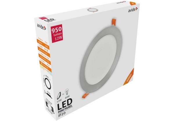 Avide LED Beépíthető Kerek Mennyezeti Lámpa ALU Szatén Nikkel 12W NW 4000K Kerek