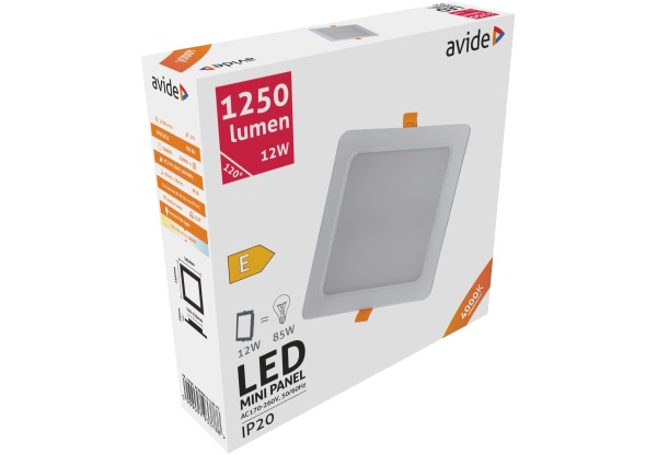 Avide LED Beépíthető Négyzetes Mennyezeti Lámpa Műanyag 12W NW 4000K Négyzetes