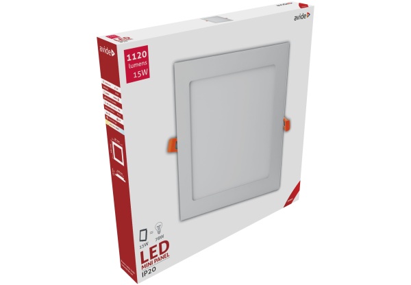 Avide LED Beépíthető Négyzetes Mennyezeti Lámpa ALU 15W WW 3000K Négyzetes