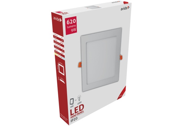 Avide LED Beépíthető Négyzetes Mennyezeti Lámpa ALU 9W WW 3000K Négyzetes