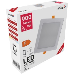 Avide LED Beépíthető Négyzetes Mennyezeti Lámpa Műanyag 9W CW 6400K Négyzetes