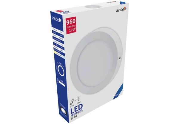 Avide LED Falra Szerelhető Kerek Mennyezeti Lámpa ALU 12W CW 6400K Kerek