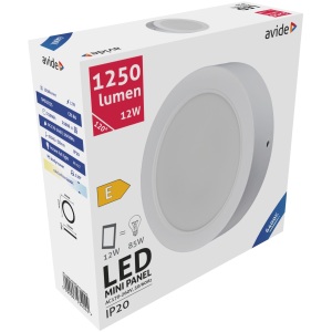 Avide LED Falra Szerelhető Kerek Mennyezeti Lámpa Műanyag 12W CW 6400K Kerek