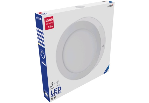 Avide LED Falra Szerelhető Kerek Mennyezeti Lámpa ALU 18W CW 6400K Kerek