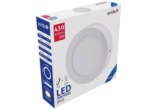 Avide LED Falra Szerelhető Kerek Mennyezeti Lámpa ALU 6W CW 6400K Kerek