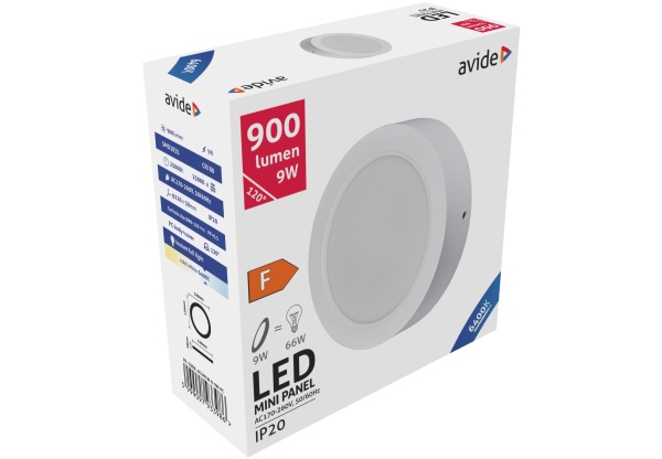 Avide LED Falra Szerelhető Kerek Mennyezeti Lámpa Műanyag 9W CW 6400K Kerek