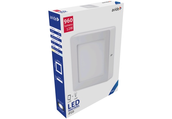 Avide LED Falra Szerelhető Négyzetes Mennyezeti Lámpa ALU 12W CW 6400K Négyzetes