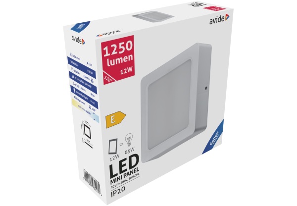 Avide LED Falra Szerelhető Négyzetes Mennyezeti Lámpa Műanyag 12W CW 6400K Négyzetes