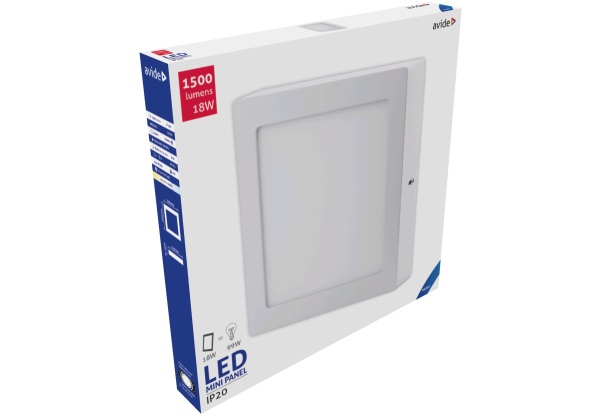 Avide LED Falra Szerelhető Négyzetes Mennyezeti Lámpa ALU 18W CW 6400K Négyzetes