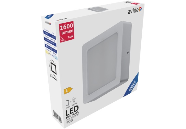 Avide LED Falra Szerelhető Négyzetes Mennyezeti Lámpa Műanyag 24W CW 6400K Négyzetes