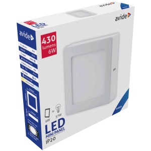 Avide LED Falra Szerelhető Négyzetes Mennyezeti Lámpa ALU Szatén Nikkel 6W NW 4000K Négyzetes