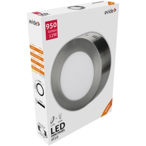 Avide LED Falra Szerelhető Kerek Mennyezeti Lámpa ALU Szatén Nikkel 12W NW 4000K Kerek
