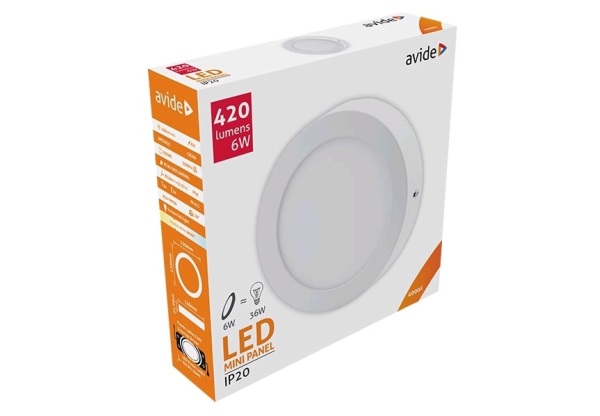 Avide LED Falra Szerelhető Kerek Mennyezeti Lámpa ALU 6W NW 4000K Kerek