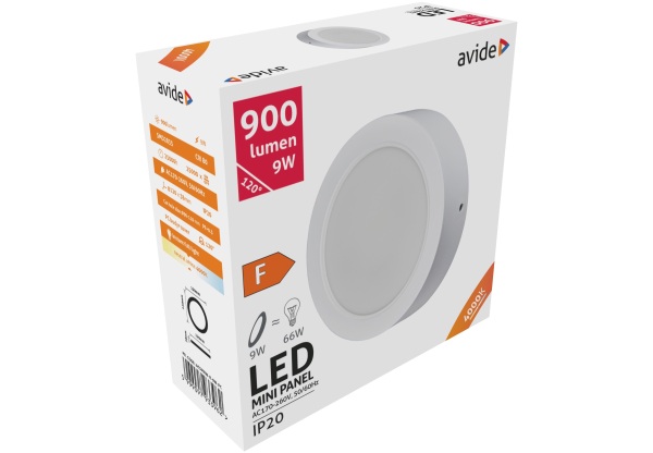 Avide LED Falra Szerelhető Kerek Mennyezeti Lámpa Műanyag 9W NW 4000K Kerek