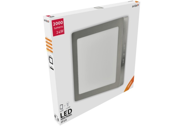 Avide LED Falra Szerelhető Négyzetes Mennyezeti Lámpa ALU Szatén Nikkel 24W NW 4000K Négyzetes