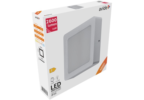 Avide LED Falra Szerelhető Négyzetes Mennyezeti Lámpa Műanyag 24W NW 4000K Négyzetes