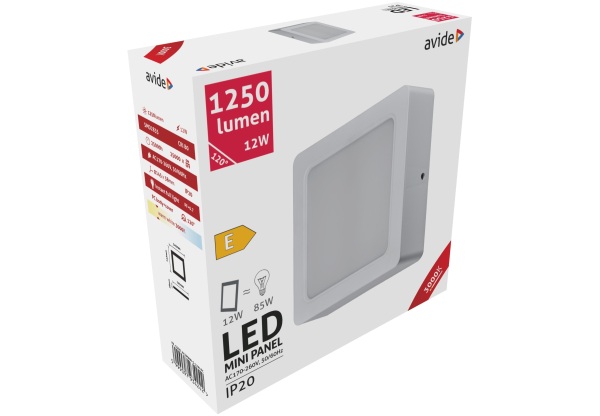 Avide LED Falra Szerelhető Négyzetes Mennyezeti Lámpa Műanyag 12W WW 3000K Négyzetes