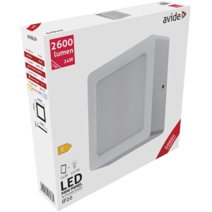 Avide LED Falra Szerelhető Négyzetes Mennyezeti Lámpa Műanyag 24W WW 3000K Négyzetes