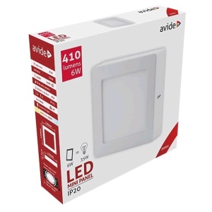 Avide LED Falra Szerelhető Négyzetes Mennyezeti Lámpa ALU 6W CW 6400K Négyzetes