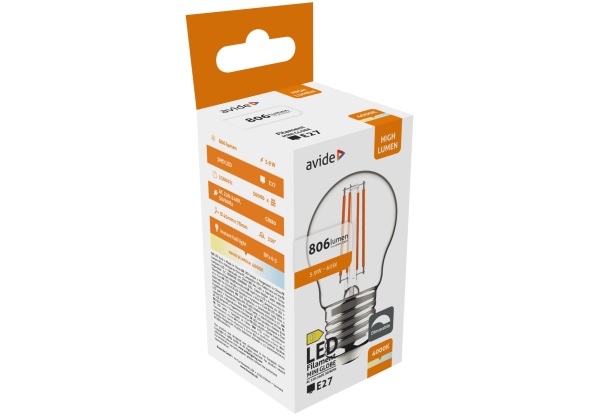 Avide LED Filament Mini Globe 5.9W E27 NW 4000K Fényerőszabályozható Mini Gömb