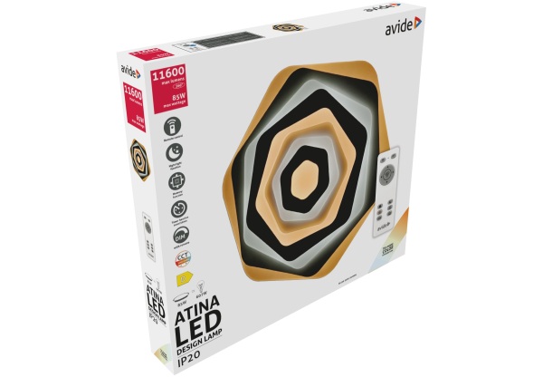 Avide Design Mennyezeti Lámpa Atina 85W(42.5+42.5) RF Távirányítóval Mennyezeti