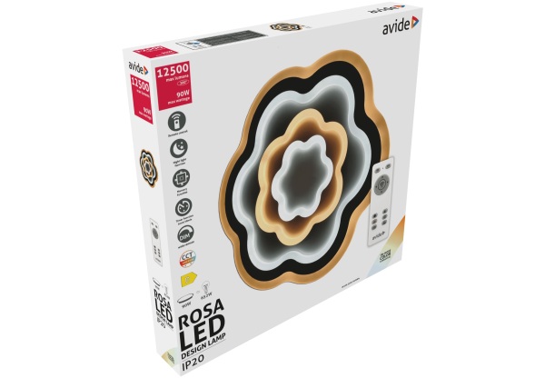 Avide Design Mennyezeti Lámpa Rosa 90W(45+45) RF Távirányítóval Mennyezeti