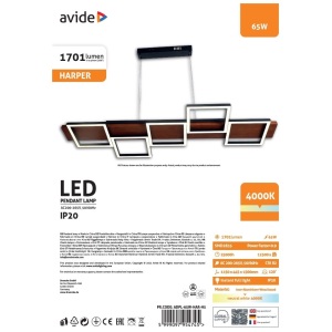 Avide Design Mennyezeti Lámpa Porter 106W(53+53) RF Távirányítóval Mennyezeti