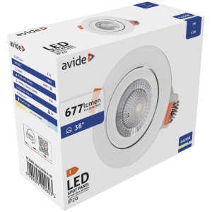 Avide LED Beépíthető Spot 38° Kerek 7W CW 6400K LED-es