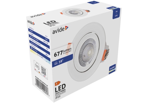 Avide LED Beépíthető Spot 38° Kerek 7W CW 6400K LED-es