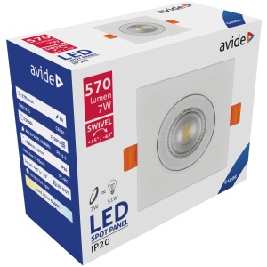 Avide LED Beépíthető Spot 38° Négyzetes 7W CW 6400K Szpot