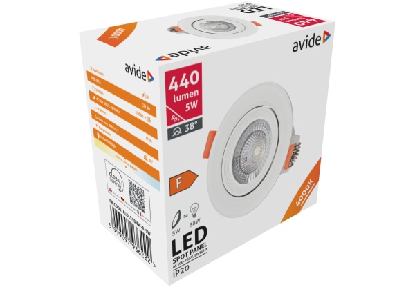 Avide LED Beépíthető Spot 38° Kerek 5W NW 4000K LED-es