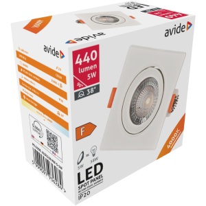 Avide LED Beépíthető Spot 38° Négyzetes 5W CW 6400K LED-es