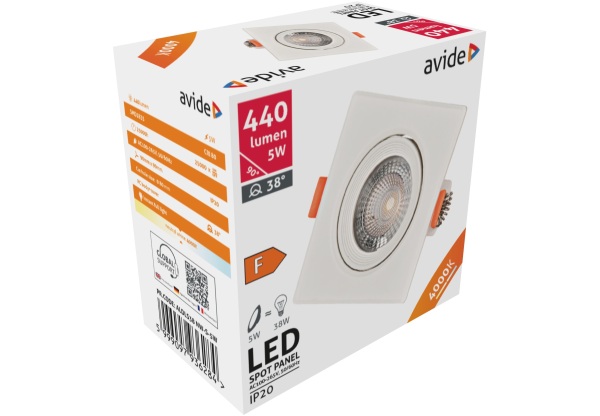 Avide LED Beépíthető Spot 38° Négyzetes 5W NW 4000K LED-es