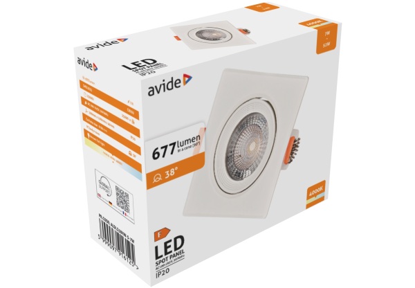 Avide LED Beépíthető Spot 38° Négyzetes 7W NW 4000K LED-es
