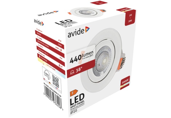 Avide LED Beépíthető Spot 38° Kerek 5W WW 3000K LED-es