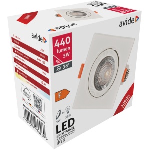 Avide LED Beépíthető Spot 38° Négyzetes 7W CW 6400K LED-es