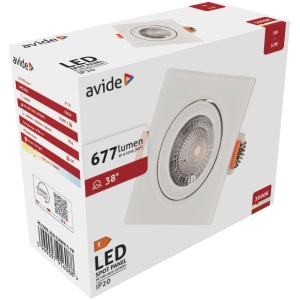 Avide LED Beépíthető Spot 38° Négyzetes 7W WW 3000K LED-es