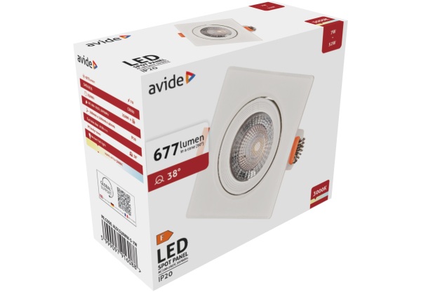 Avide LED Beépíthető Spot 38° Négyzetes 7W WW 3000K LED-es