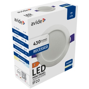 Avide LED Beépíthető Kerek Mennyezeti Lámpa Műanyag 24W CW 6400K Kerek