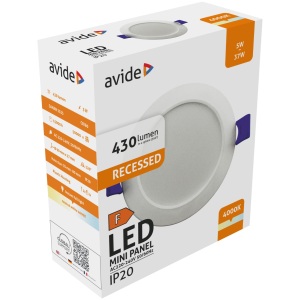 Avide LED Beépíthető Kerek Mennyezeti Lámpa Műanyag 5W NW 4000K Kerek
