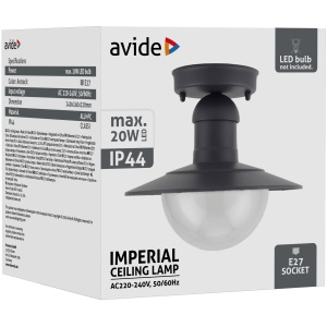 Avide Kültéri Mennyezeti Lámpa Imperial 1xE27 IP44 Antracit Falikar