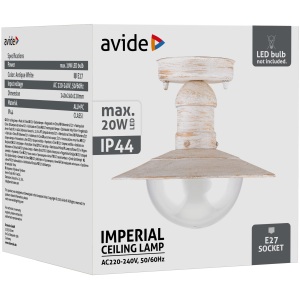 Avide Kültéri Mennyezeti Lámpa Imperial 1xE27 IP44 Rozsdamentes Acél Falikar