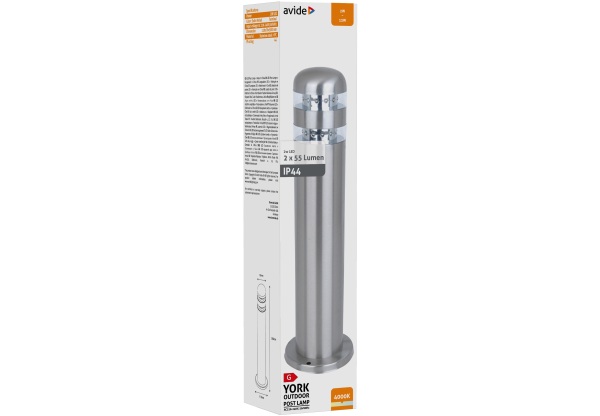 Avide kültéri álló lámpa York LED 2W NW 500mm IP44 Szatén Nikkel Álló lámpa