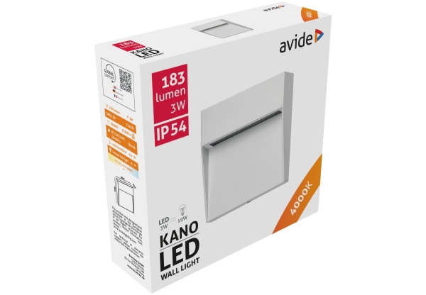 Avide kültéri lépcső lámpa Kano LED 3W NW IP54 105mm Lépcső lámpa