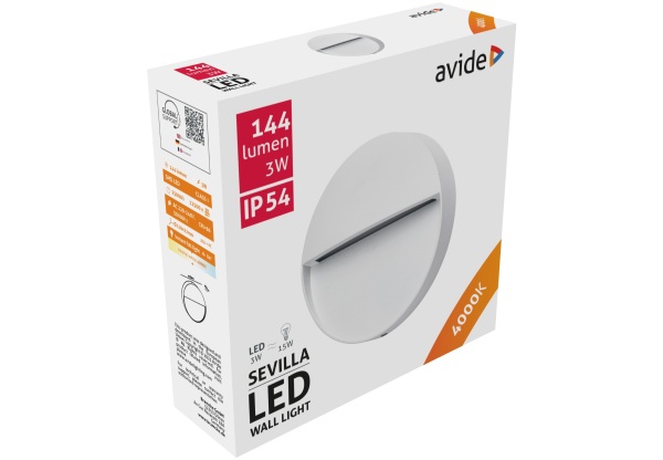 Avide kültéri lépcső lámpa Sevilla LED 3W NW IP54 110mm Lépcső lámpa
