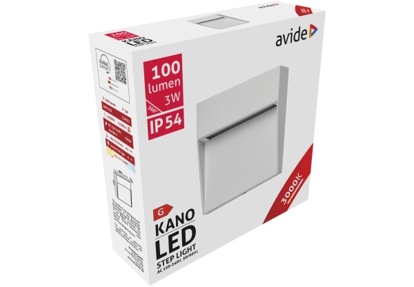 Avide kültéri lépcső lámpa Kano LED 3W WW IP54 105mm Lépcső lámpa