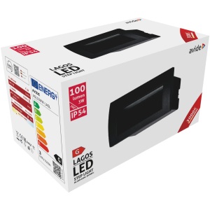 Avide kültéri lépcső lámpa beépíthető Lagos LED 3W WW IP54 140mm Lépcső lámpa